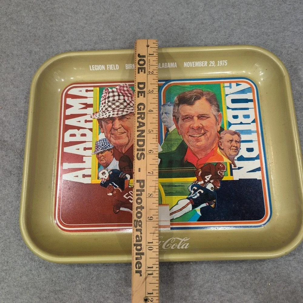 Vintage 1975 Alabama Auburn Iron Bowl Coca-Cola Tray Bear Bryant Shug Jordan - Picture 5 of 6